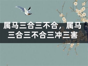 属马三合三不合，属马三合三不合三冲三害