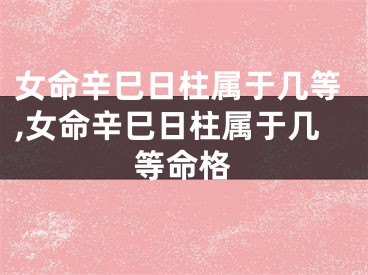 女命辛巳日柱属于几等,女命辛巳日柱属于几等命格