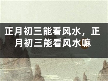 正月初三能看风水，正月初三能看风水嘛