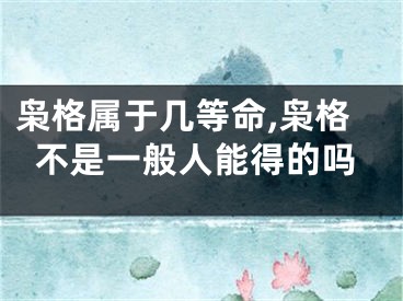 枭格属于几等命,枭格不是一般人能得的吗