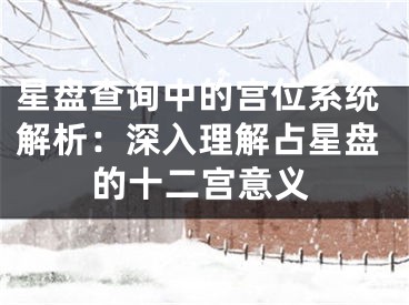 星盘查询中的宫位系统解析:深入理解占星盘的十二宫意义