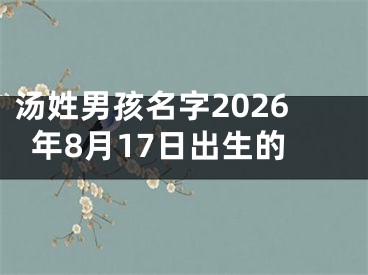 汤姓男孩名字2026年8月17日出生的