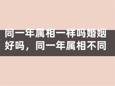 同一年属相一样吗婚姻好吗，同一年属相不同