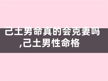 己土男命真的会克妻吗,己土男性命格