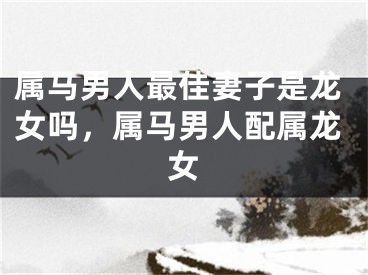 属马男人最佳妻子是龙女吗，属马男人配属龙女