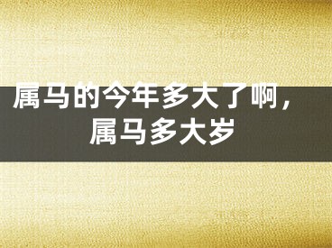 属马的今年多大了啊，属马多大岁
