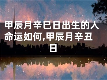 甲辰月辛巳日出生的人命运如何,甲辰月辛丑日