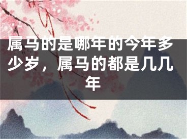 属马的是哪年的今年多少岁，属马的都是几几年