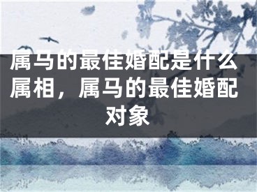 属马的最佳婚配是什么属相，属马的最佳婚配对象