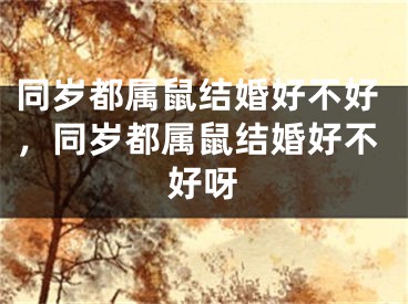 同岁都属鼠结婚好不好，同岁都属鼠结婚好不好呀