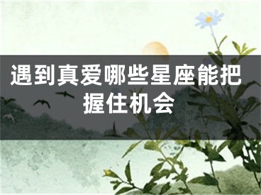 遇到真爱哪些星座能把握住机会