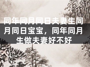 同年同月同日夫妻生同月同日宝宝，同年同月生做夫妻好不好