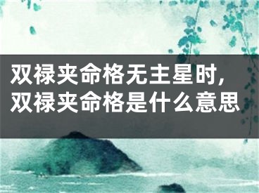双禄夹命格无主星时,双禄夹命格是什么意思