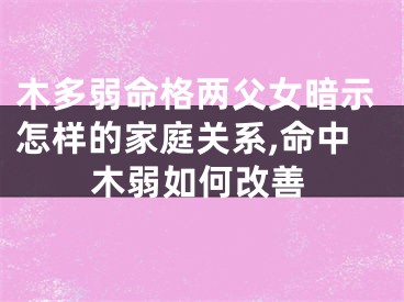 木多弱命格两父女暗示怎样的家庭关系,命中木弱如何改善