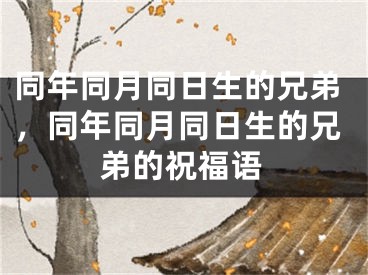 同年同月同日生的兄弟，同年同月同日生的兄弟的祝福语