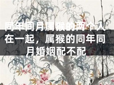 同年同月属猴的两个人在一起，属猴的同年同月婚姻配不配