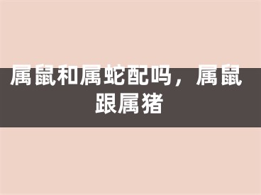 属鼠和属蛇配吗,属鼠跟属猪
