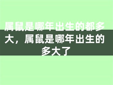 属鼠是哪年出生的都多大，属鼠是哪年出生的多大了