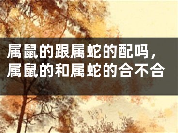 属鼠的跟属蛇的配吗，属鼠的和属蛇的合不合