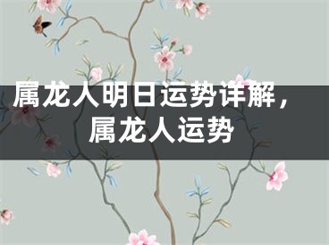 属龙人明日运势详解，属龙人运势