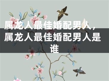 属龙人最佳婚配男人，属龙人最佳婚配男人是谁