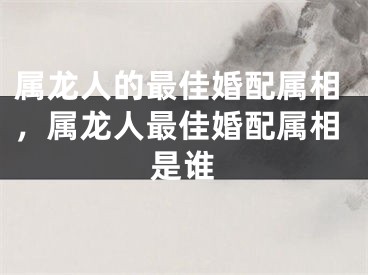 属龙人的最佳婚配属相，属龙人最佳婚配属相是谁