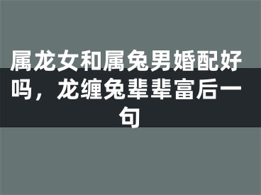 属龙女和属兔男婚配好吗，龙缠兔辈辈富后一句