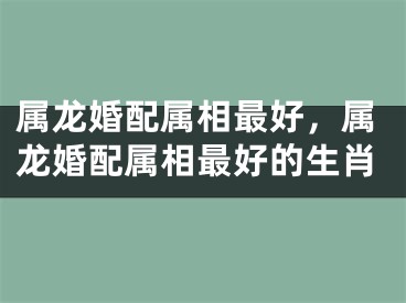 属龙婚配属相最好，属龙婚配属相最好的生肖