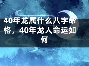 40年龙属什么八字命格，40年龙人命运如何