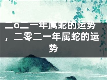 二o二一年属蛇的运势，二零二一年属蛇的运势