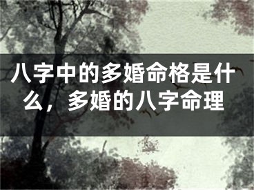 八字中的多婚命格是什么，多婚的八字命理